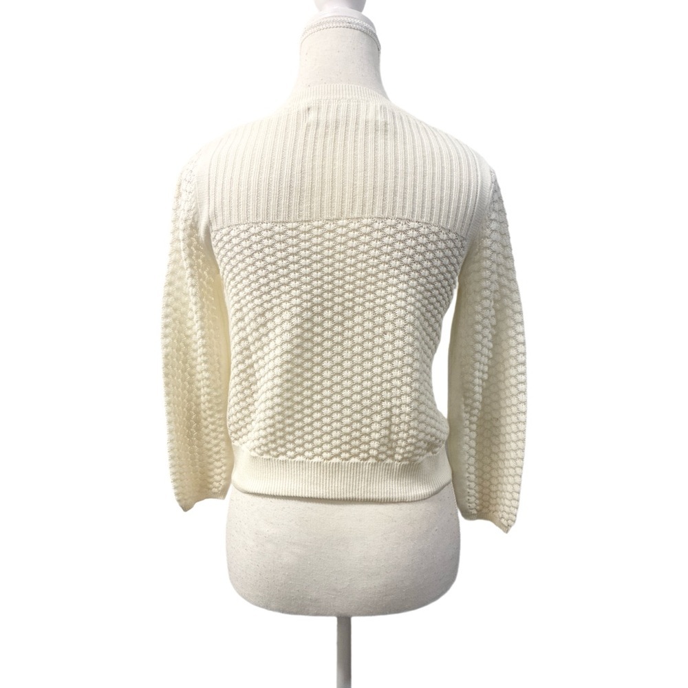 Anthropologie Sparrow Cropped Textured Knit Cardigan in White Size S - Picture 4 of 7